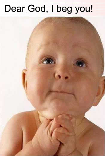Baby begs in prayer